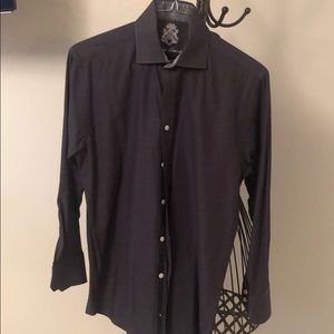 button down shirt black/gray print contrast cuffs